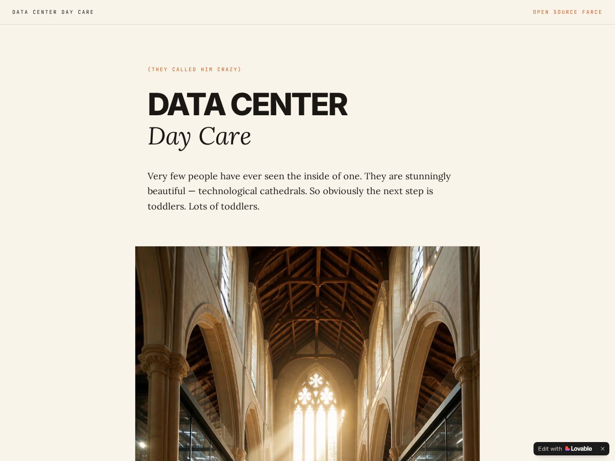Landing-page snapshot of datacenterdaycare.com