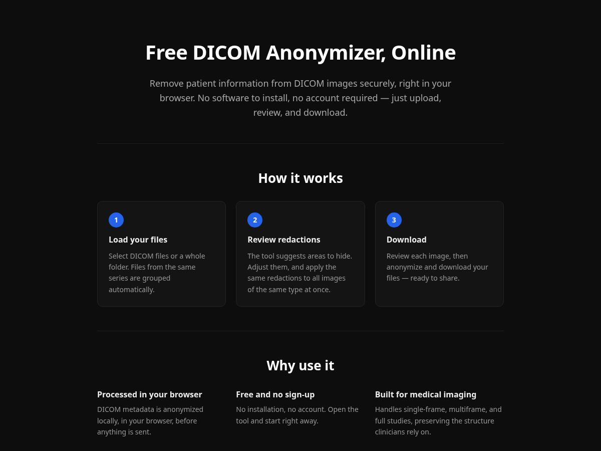 Landing-page snapshot of dicomhelper.com