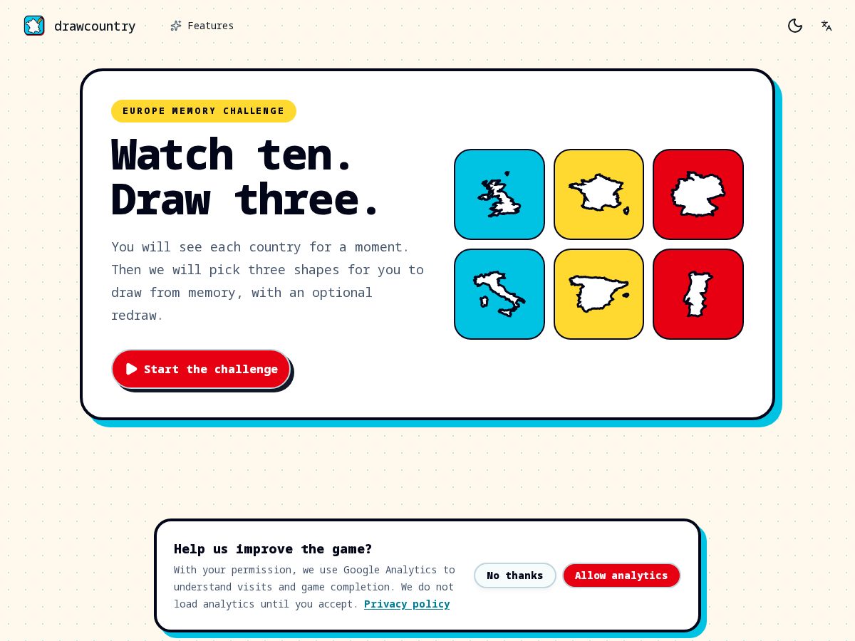 Landing-page snapshot of drawcountry.online