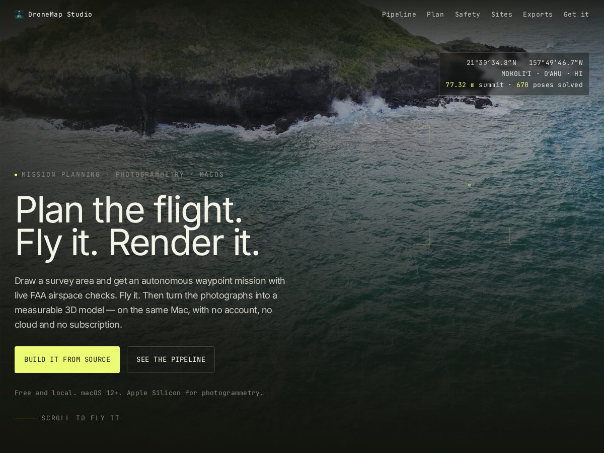 Landing-page snapshot of dronemapstudios.com