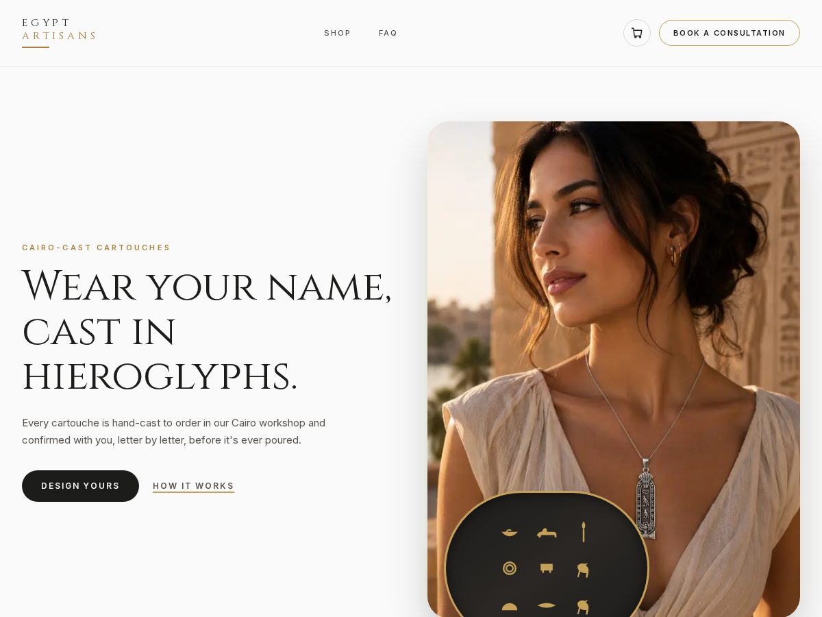 Landing-page snapshot of egyptartisans.com