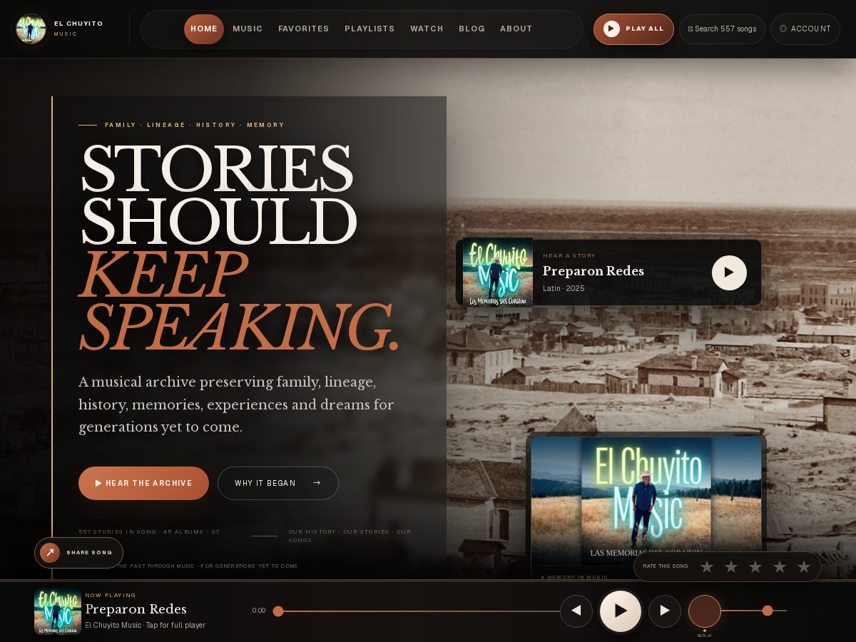 Landing-page snapshot of elchuyitomusic.com