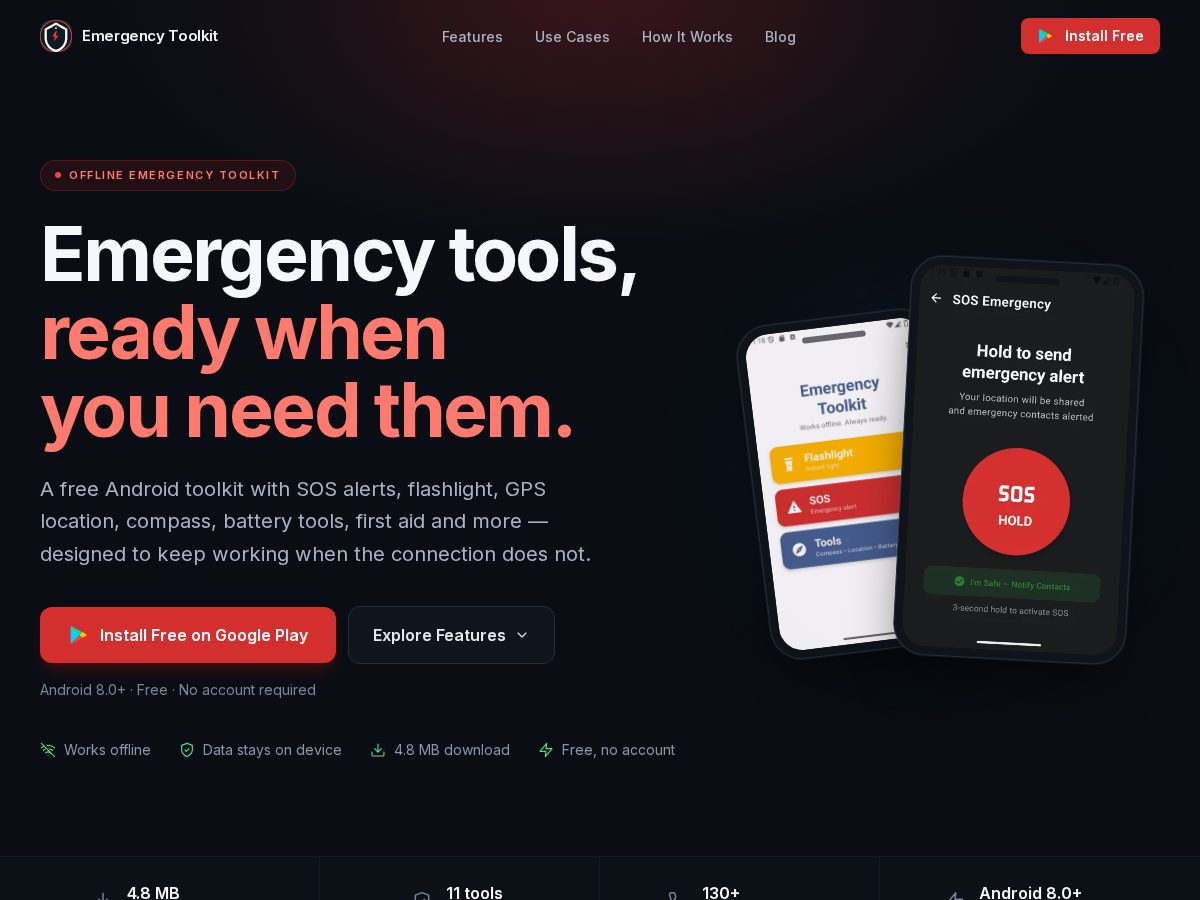 Landing-page snapshot of emergencytoolkit.app