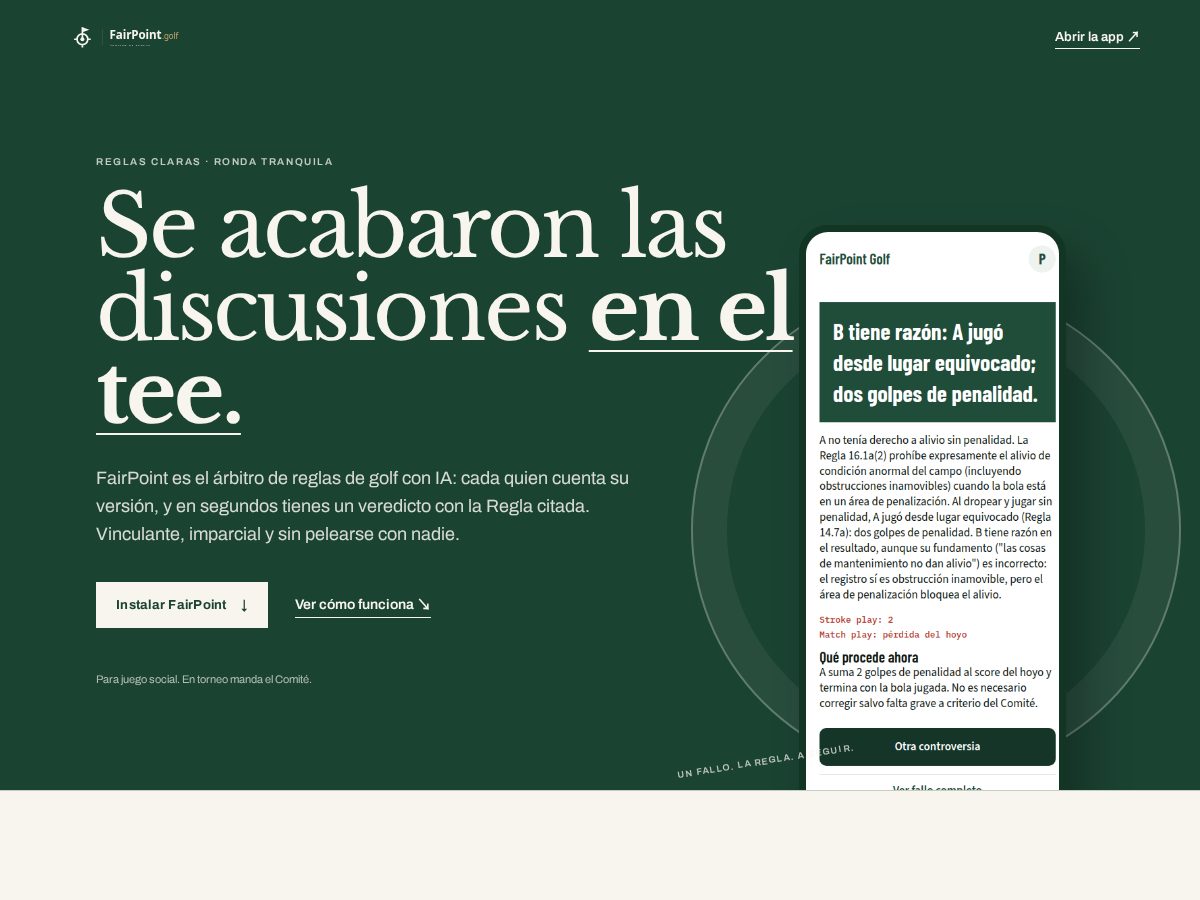 Landing-page snapshot of fairpoint.golf