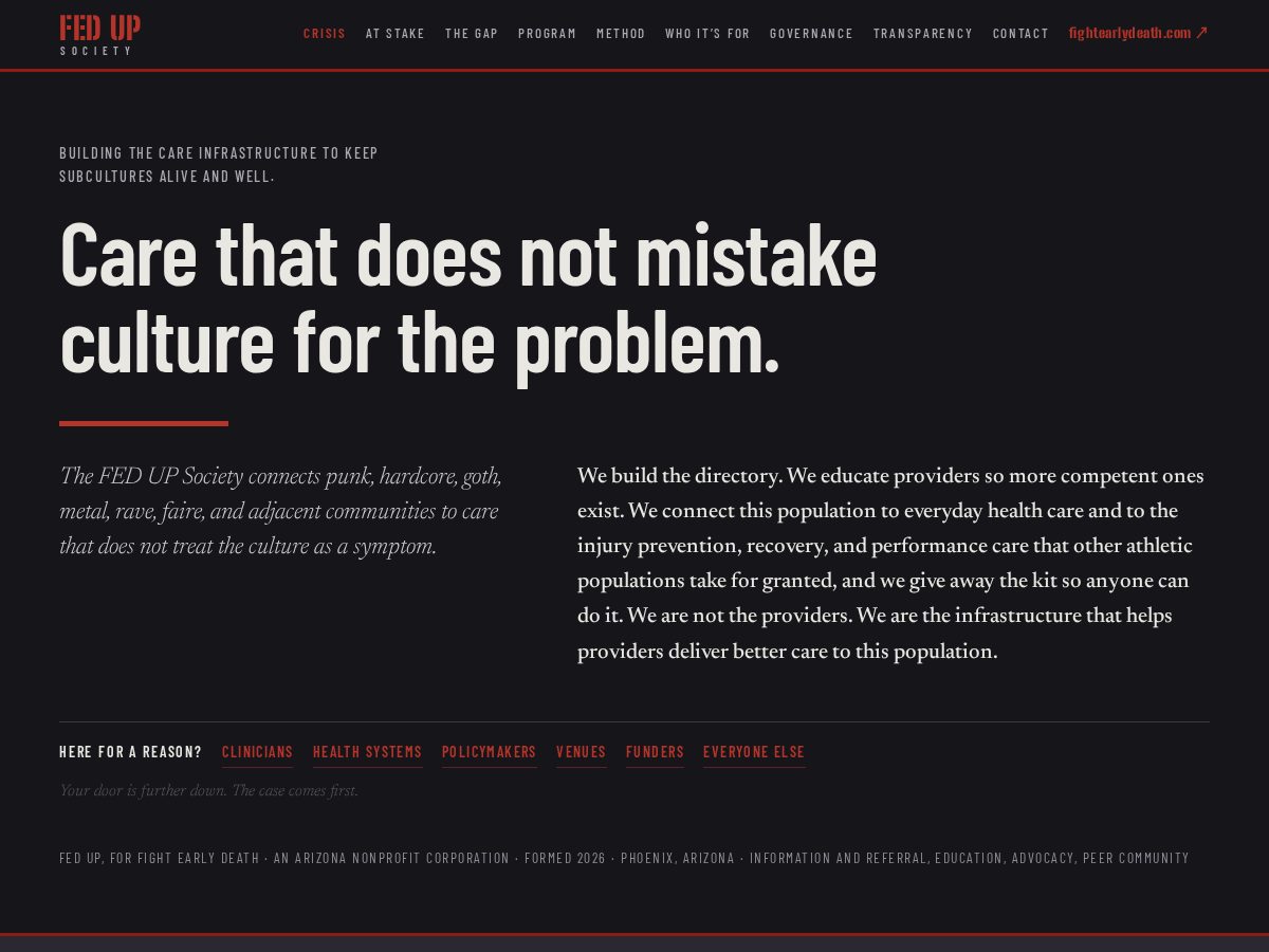 Landing-page snapshot of fedupsociety.org