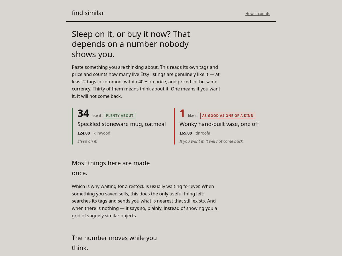 Landing-page snapshot of findsimilar.org