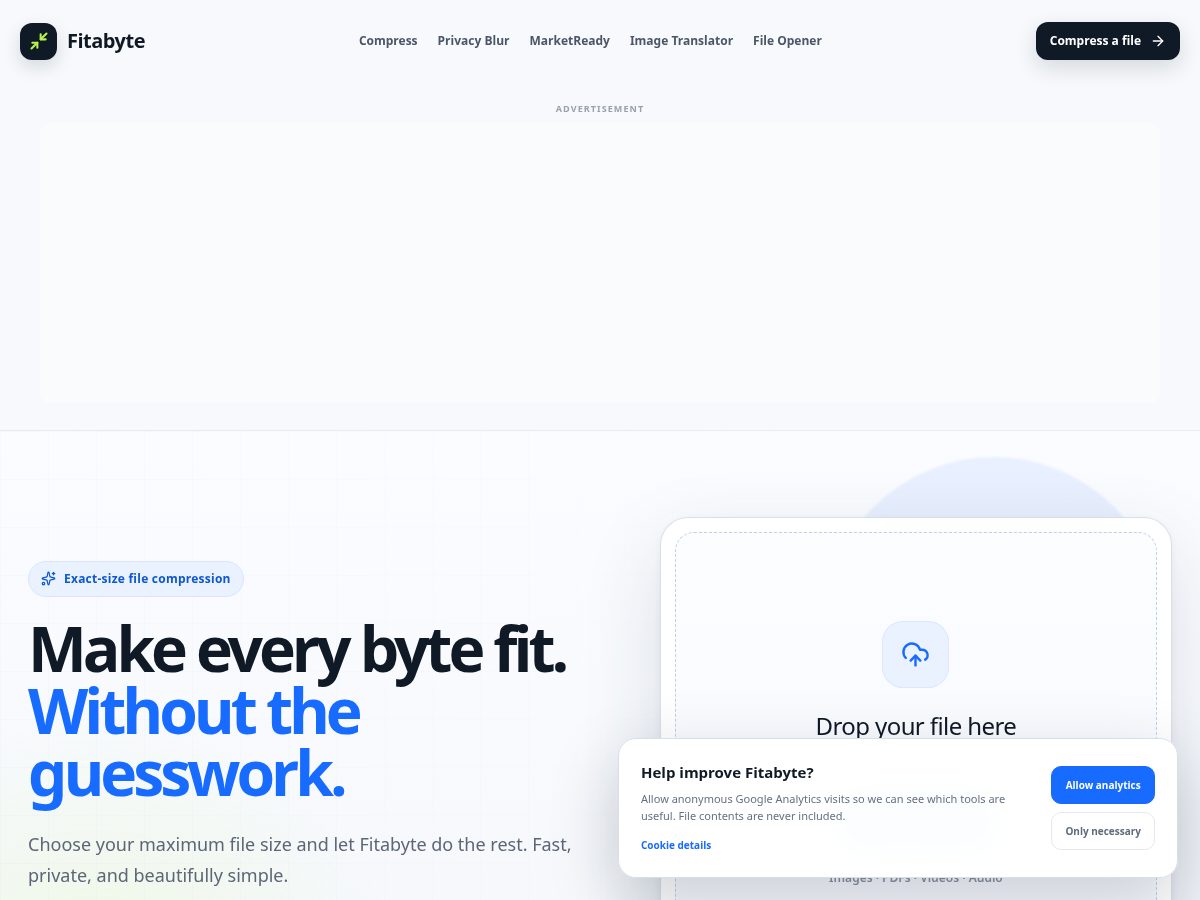 Landing-page snapshot of fitabyte.com