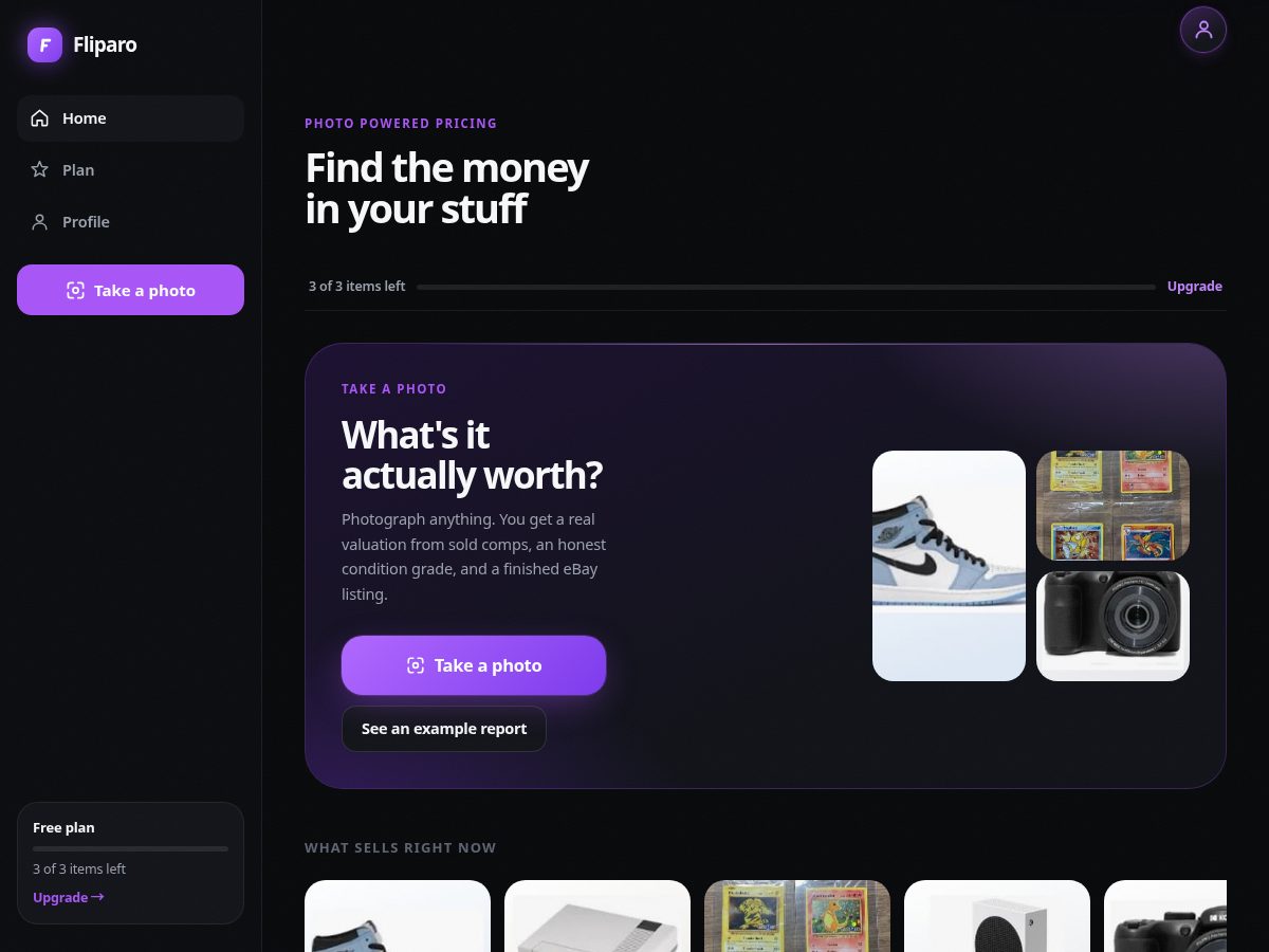 Landing-page snapshot of fliparo.net