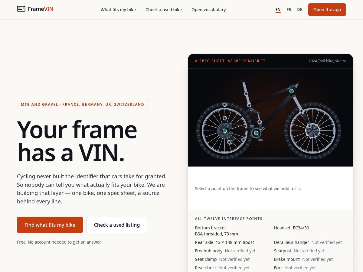 Landing-page snapshot of framevin.com