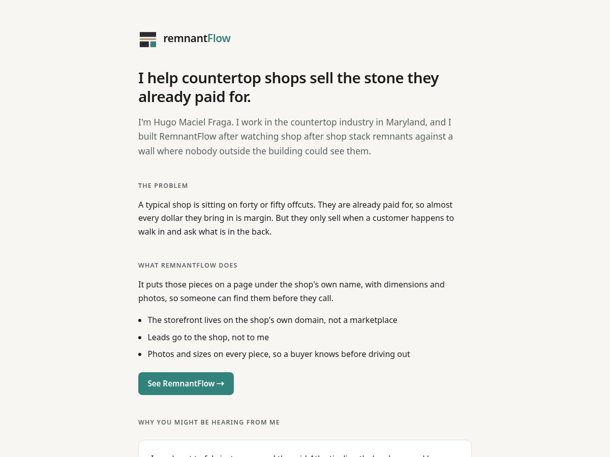 Landing-page snapshot of getremnantflow.com