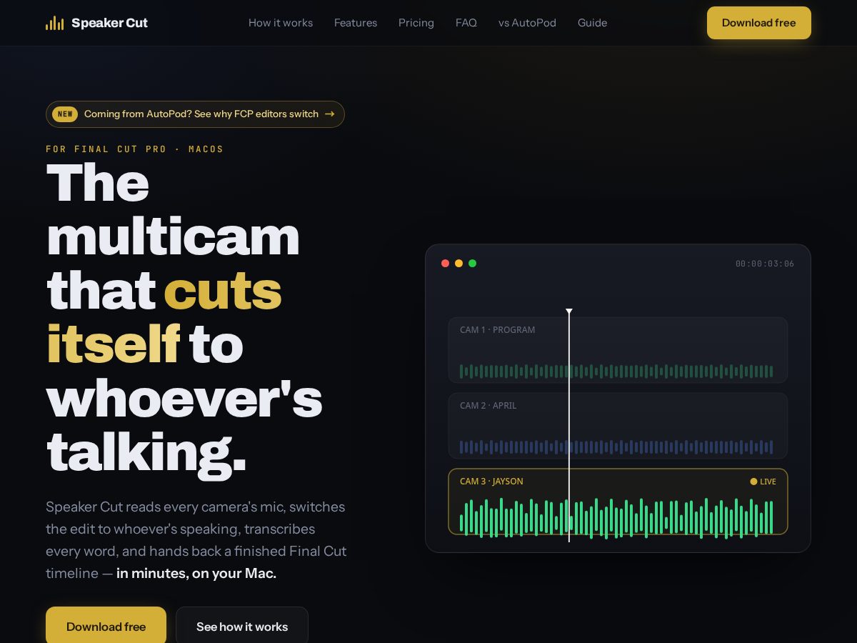 Landing-page snapshot of getspeakercut.com