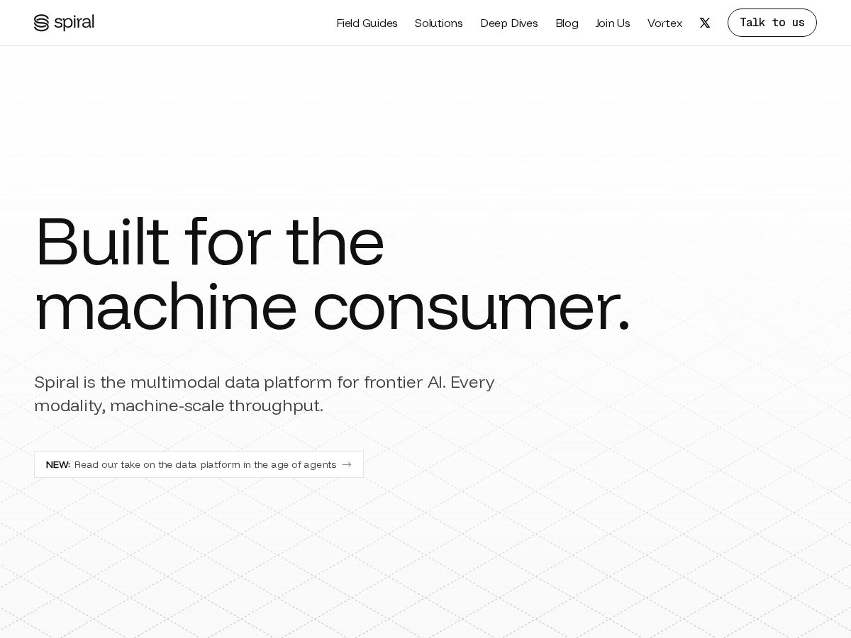 Landing-page snapshot of getspiraldb.com