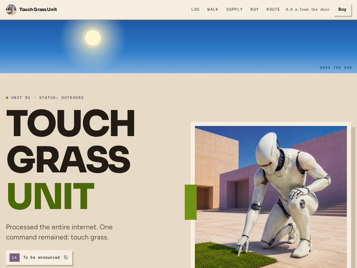 Landing-page snapshot of grassunit.monster