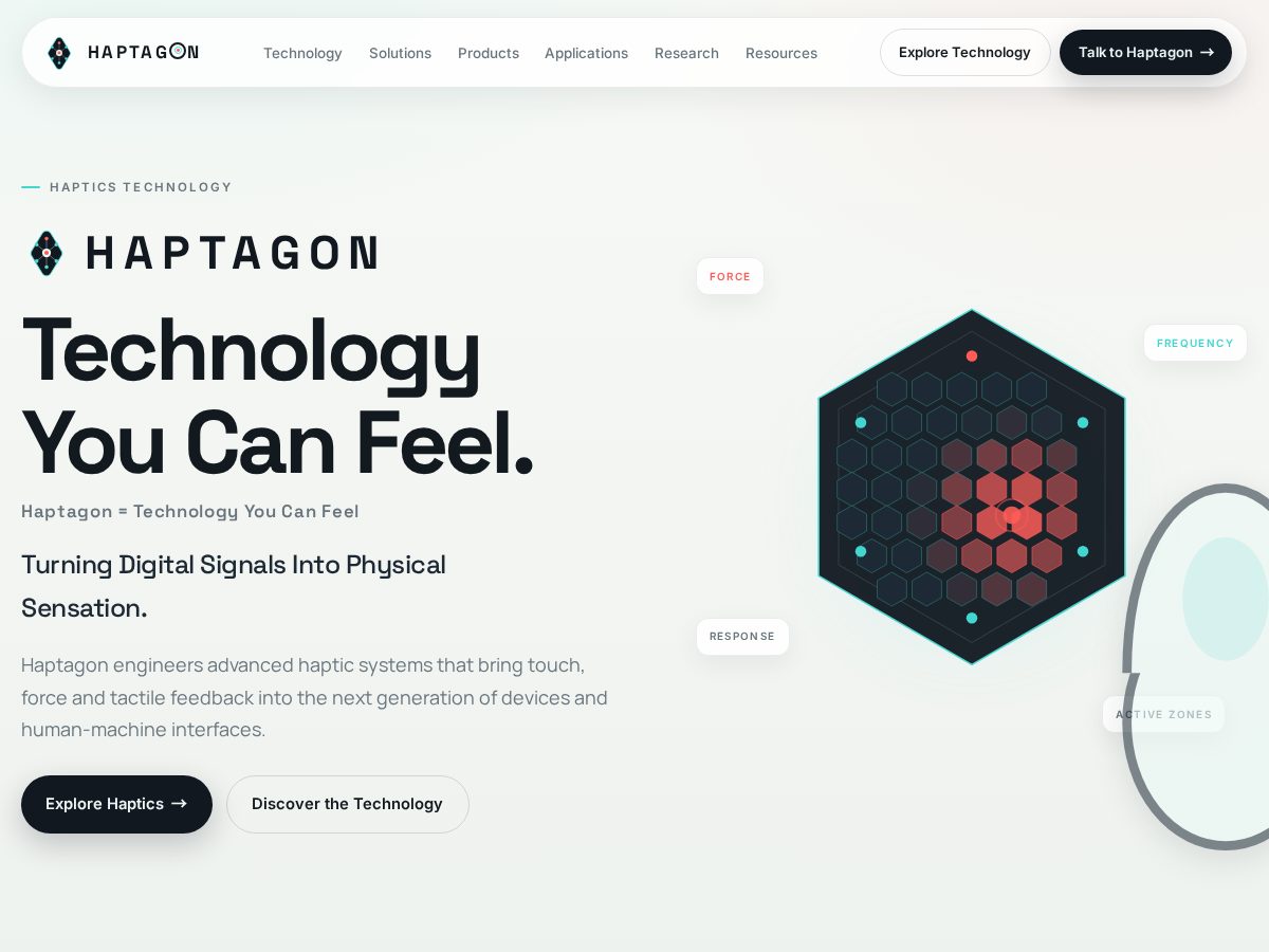 Landing-page snapshot of haptagon.com