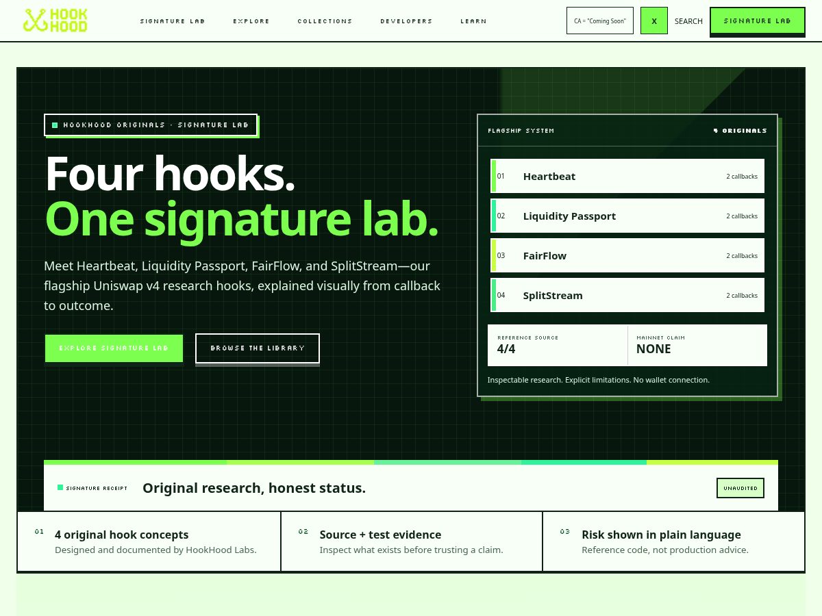 Landing-page snapshot of hookhood.tech