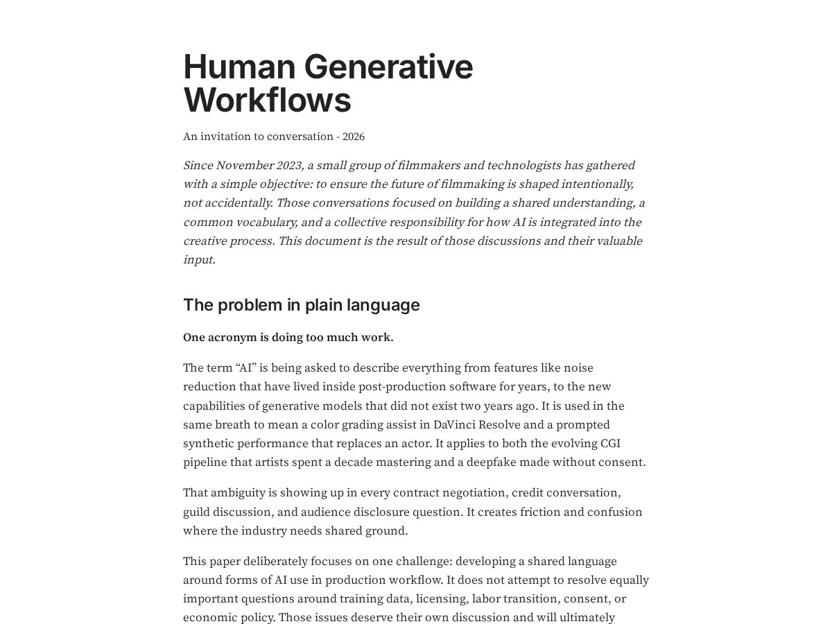 Landing-page snapshot of humangenerativeworkflows.com