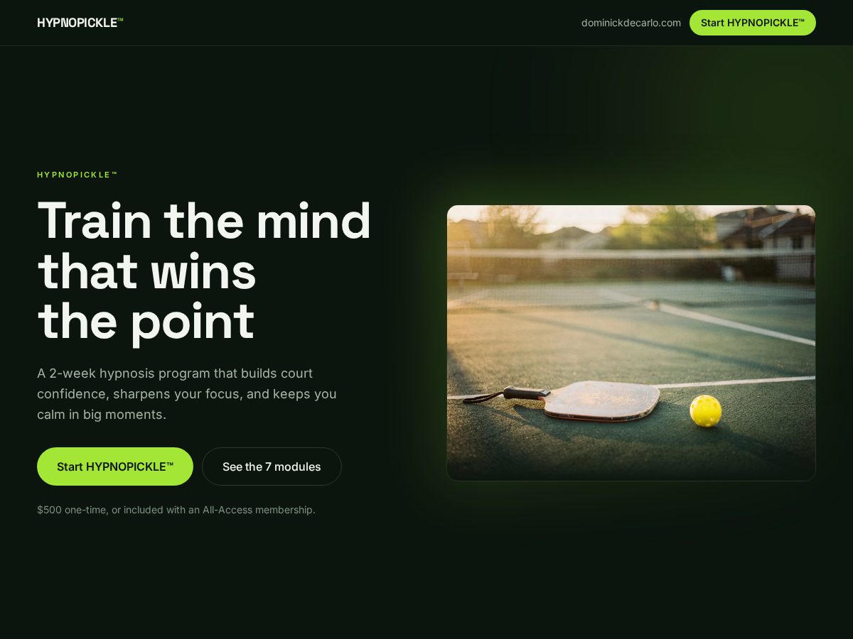 Landing-page snapshot of hypnopickle.com