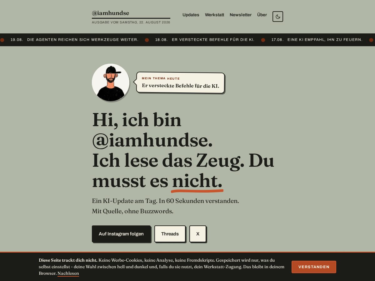 Landing-page snapshot of iamhundse.global