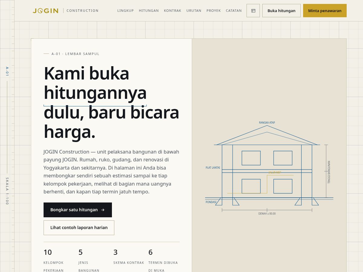 Landing-page snapshot of joginconstruction.com