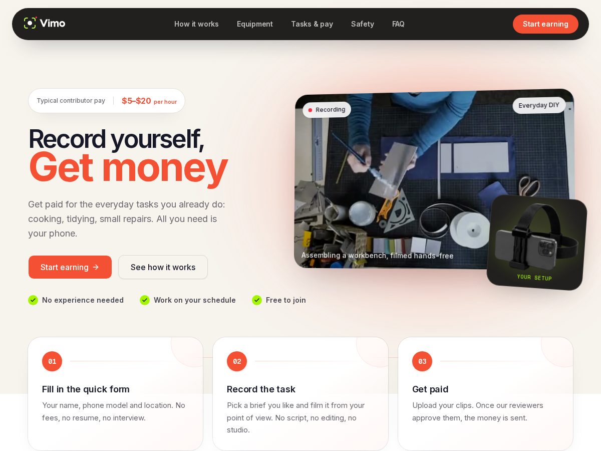Landing-page snapshot of joinvimo.com