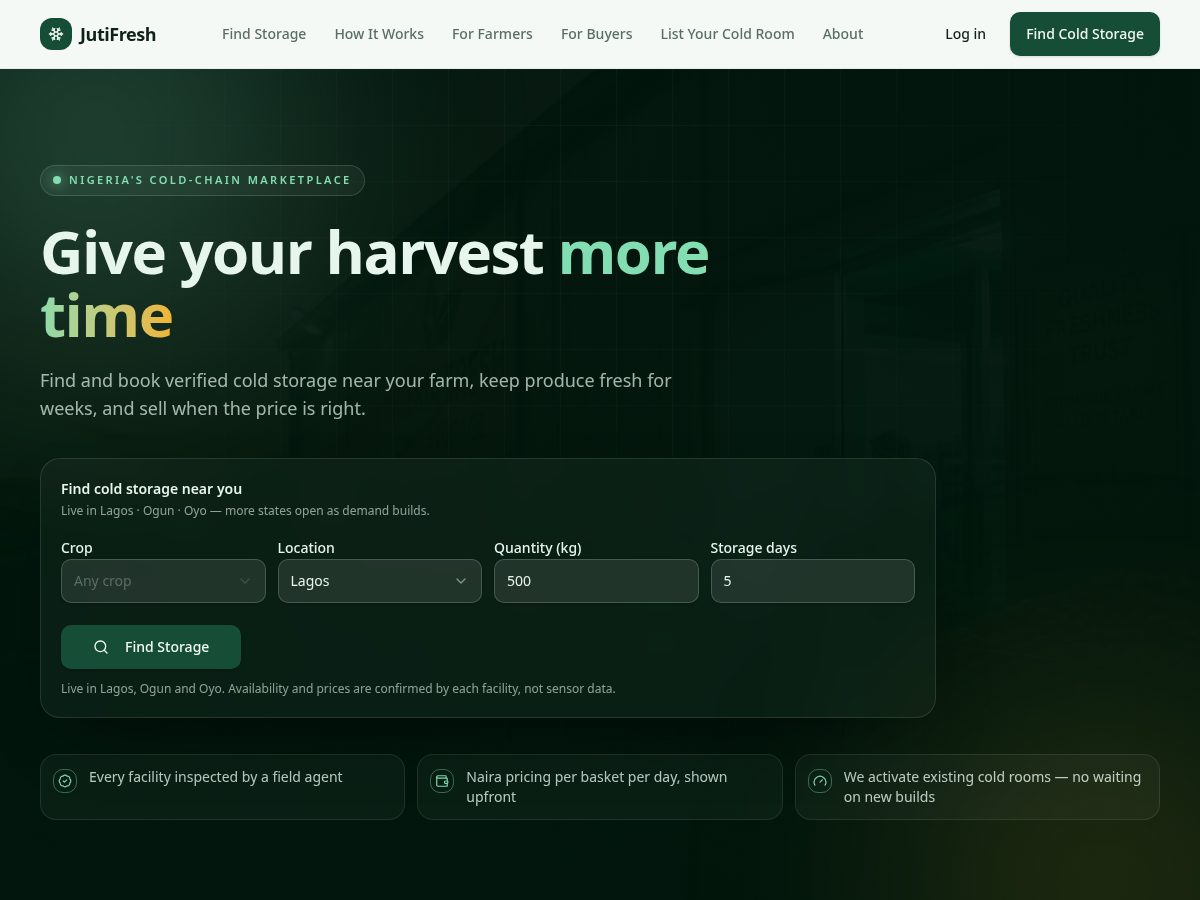 Landing-page snapshot of jutifresh.com