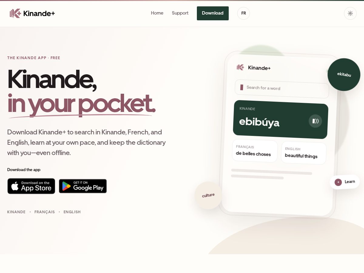 Landing-page snapshot of kinandeplus.com