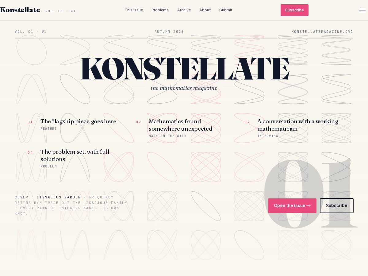 Landing-page snapshot of konstellatemagazine.org