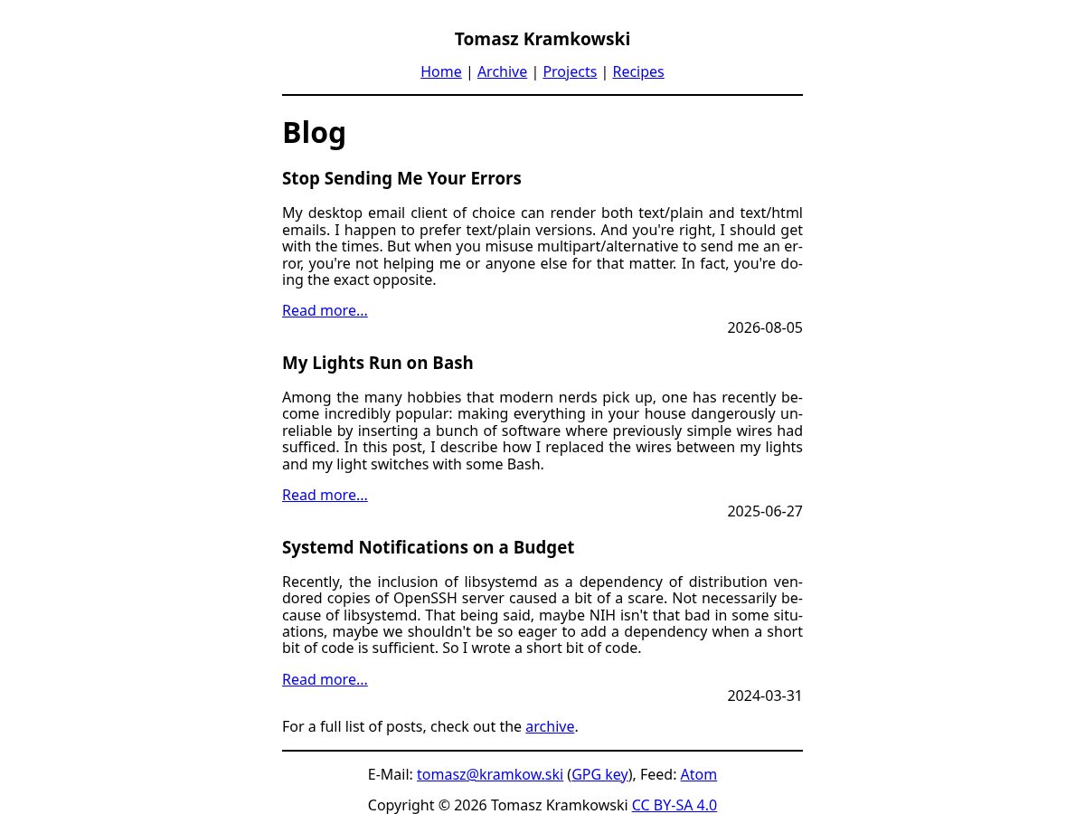 Landing-page snapshot of kramkowski.coffee