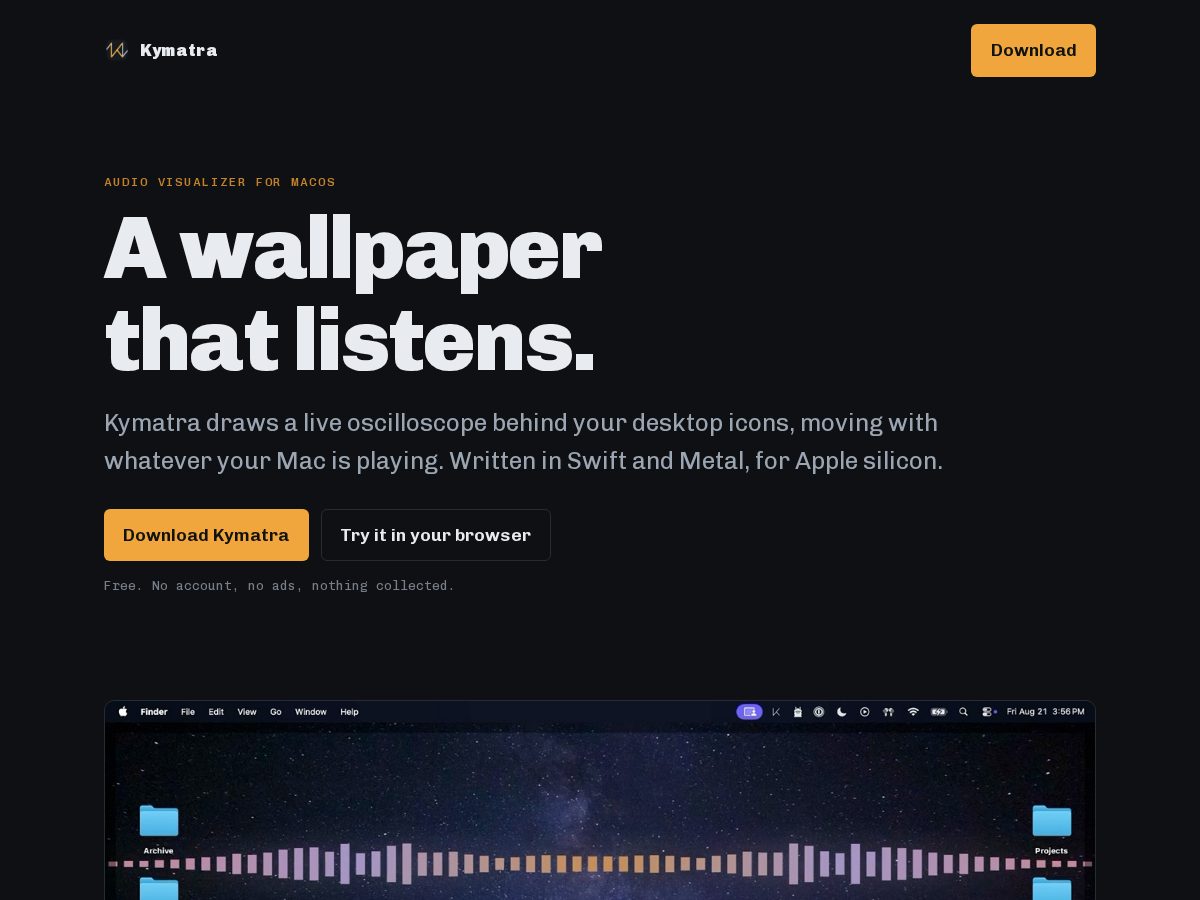 Landing-page snapshot of kymatra.com