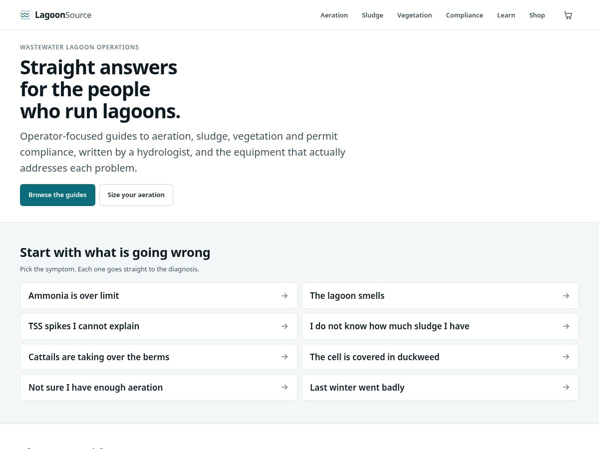 Landing-page snapshot of lagoonsource.com