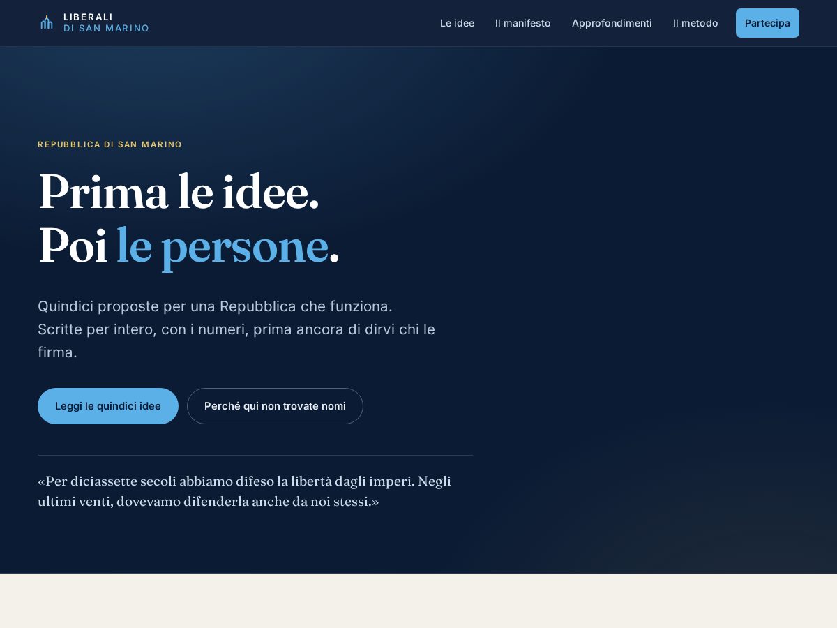 Landing-page snapshot of liberalisanmarino.com