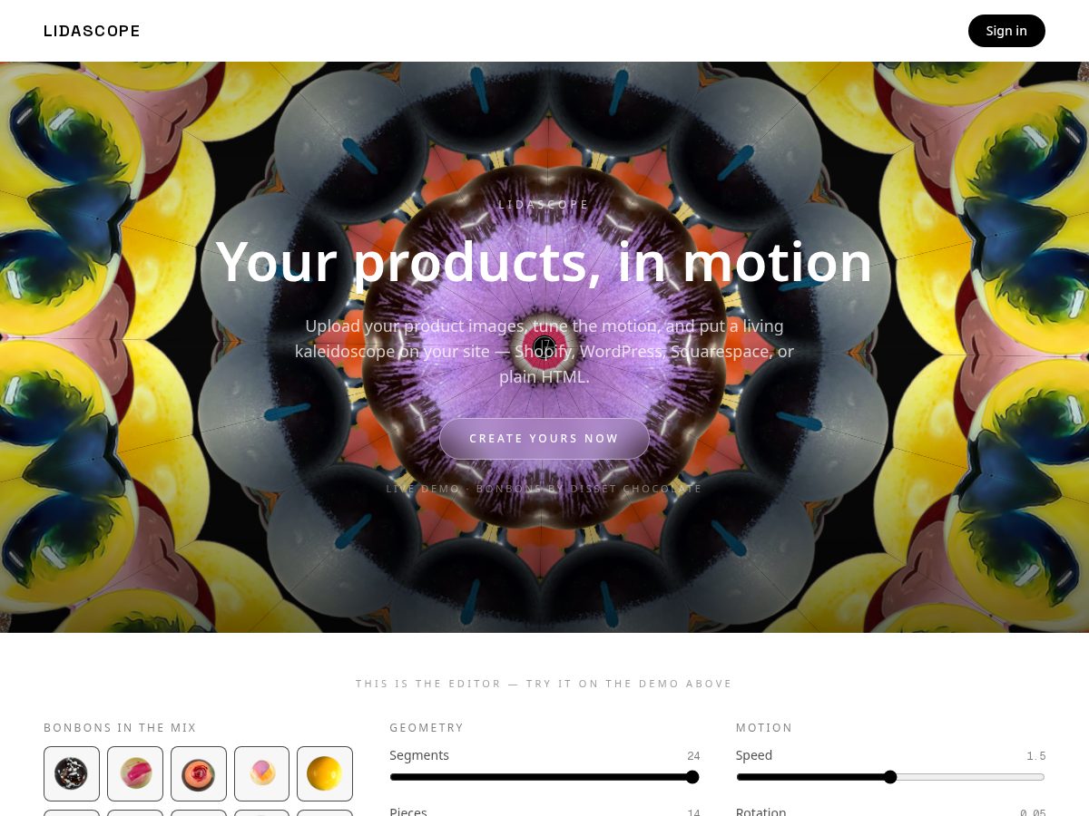 Landing-page snapshot of lidascope.com