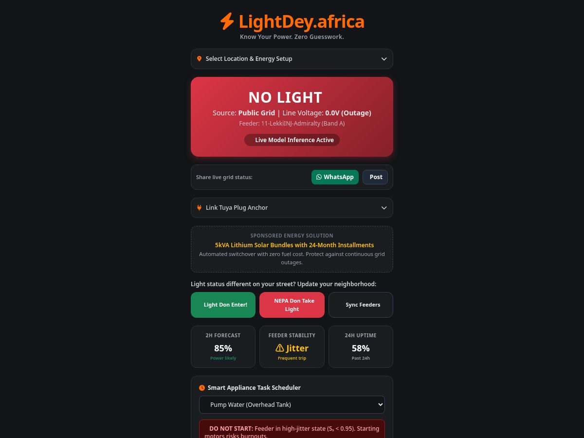 Landing-page snapshot of lightdey.africa