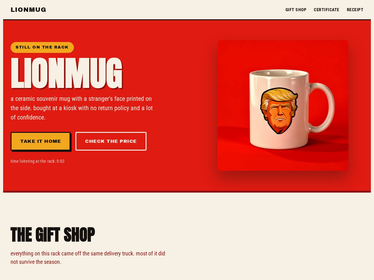 Landing-page snapshot of lionmug.fun
