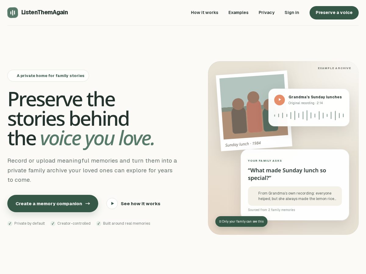 Landing-page snapshot of listenthemagain.com
