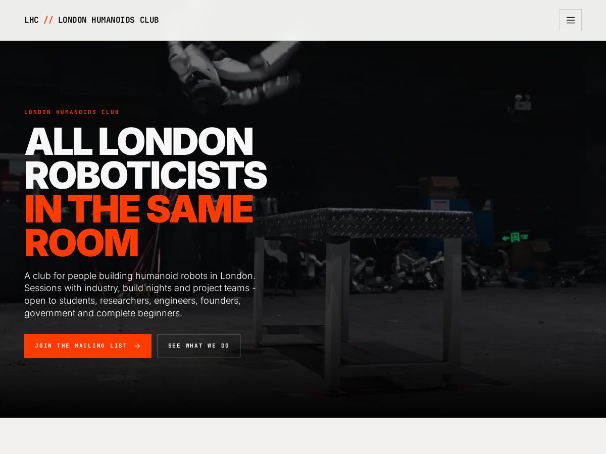 Landing-page snapshot of londonhumanoids.club