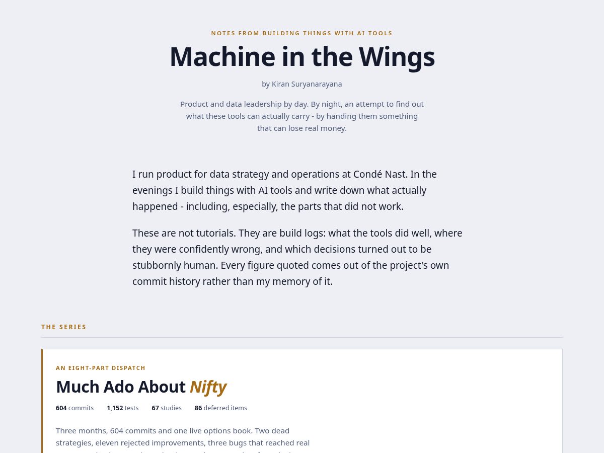 Landing-page snapshot of machineinthewings.com