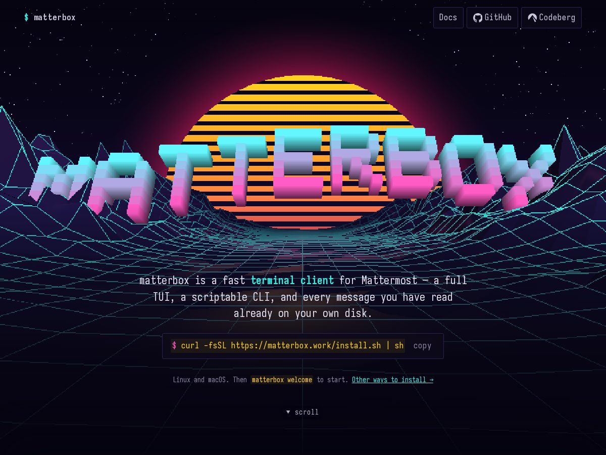 Landing-page snapshot of matterbox.work