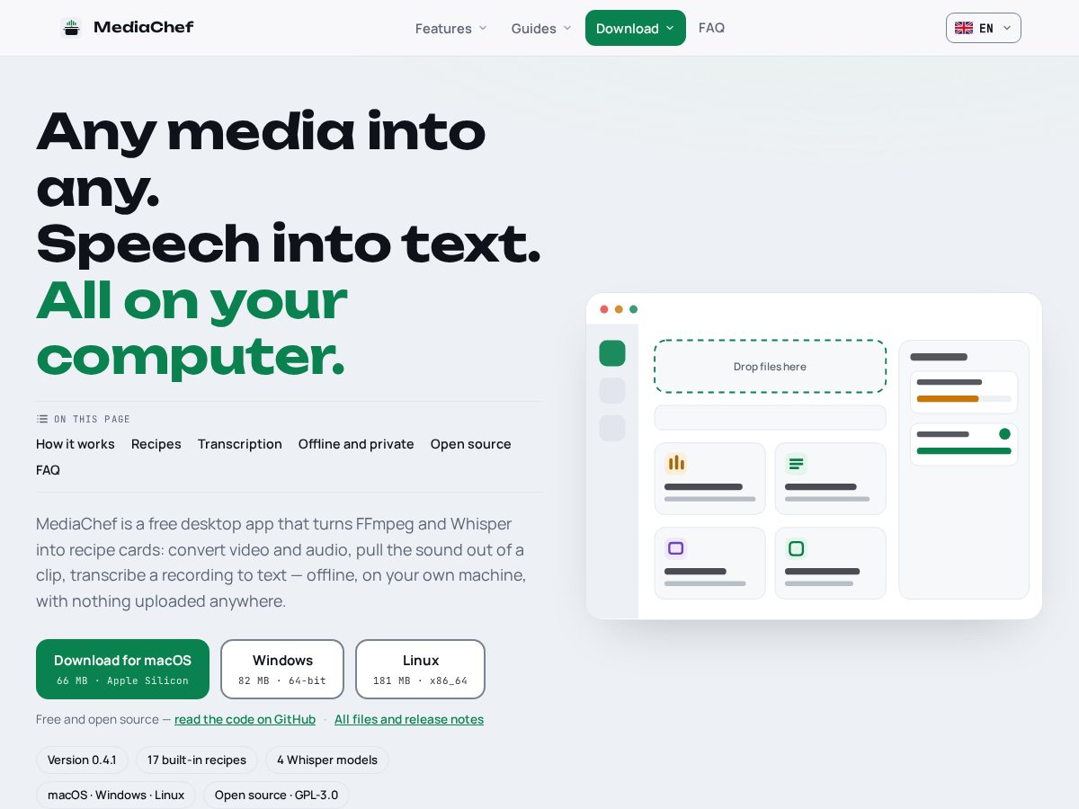 Landing-page snapshot of mediachef.app