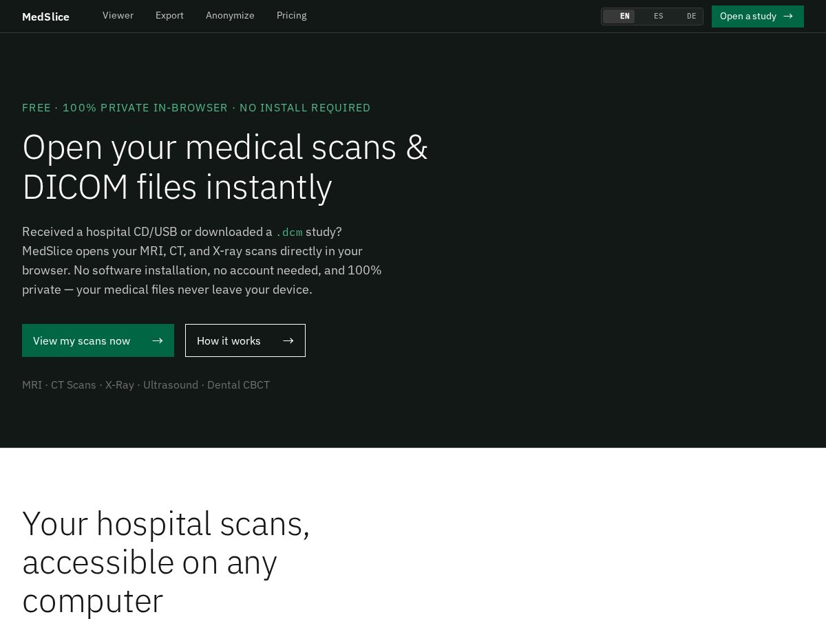 Landing-page snapshot of medslice.app