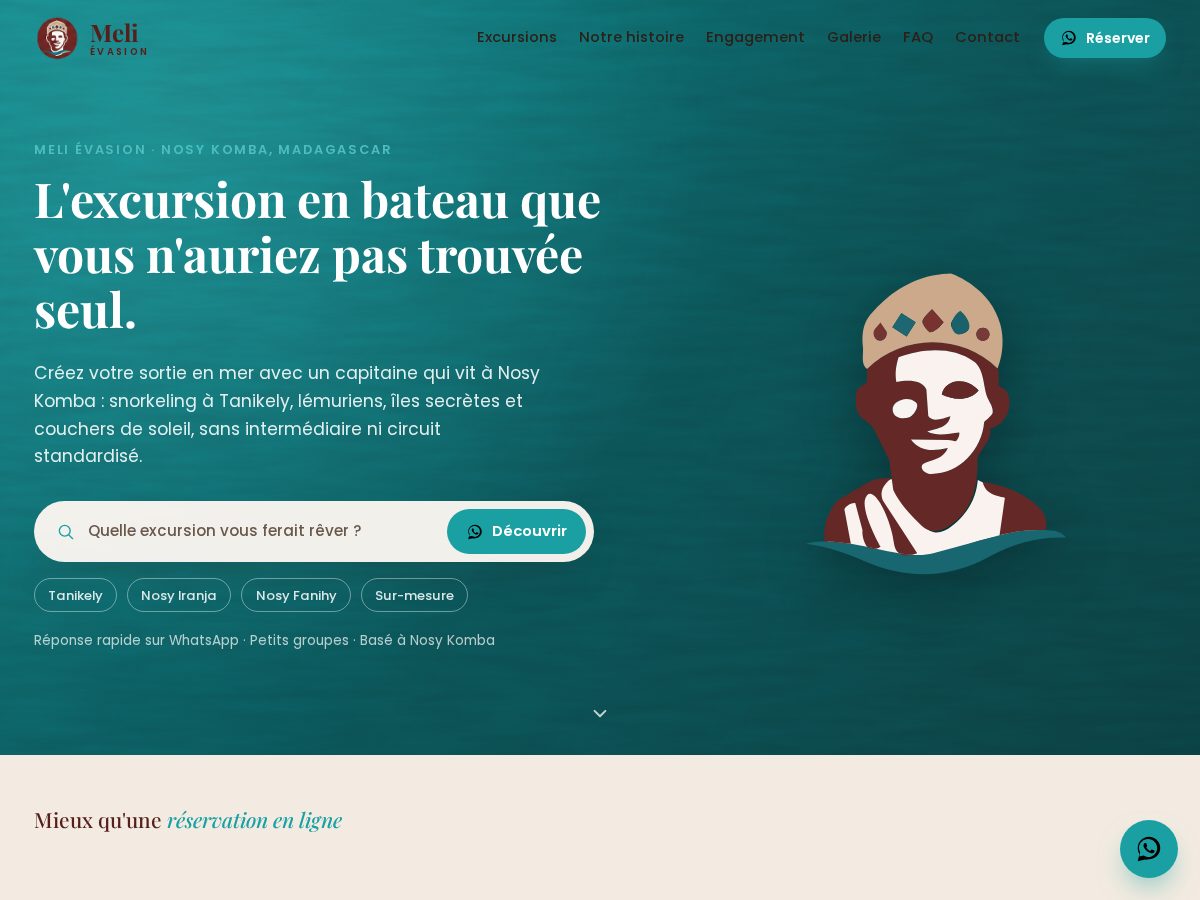 Landing-page snapshot of melievasion.com