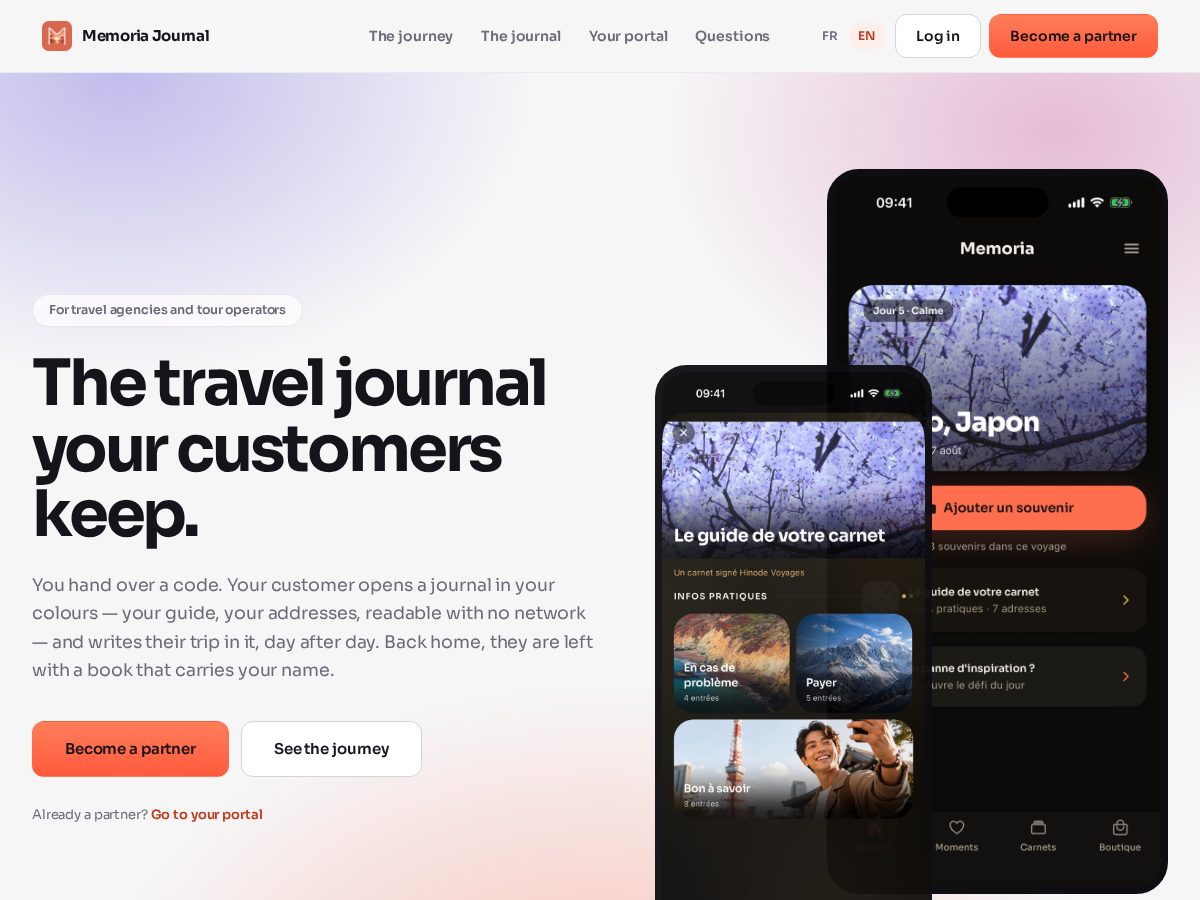 Landing-page snapshot of memoria-journal.com