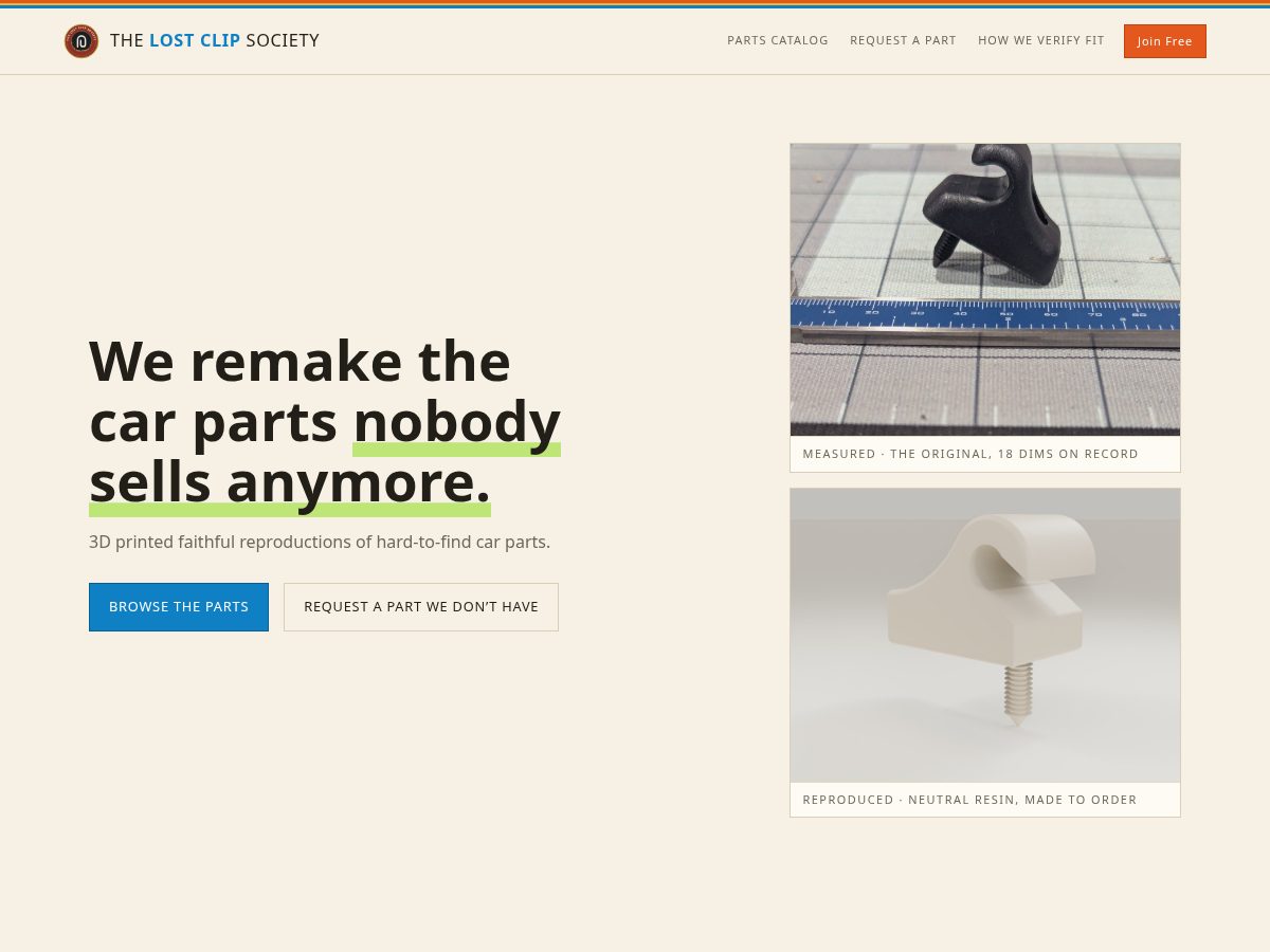 Landing-page snapshot of ministryofdiscontinuedparts.com