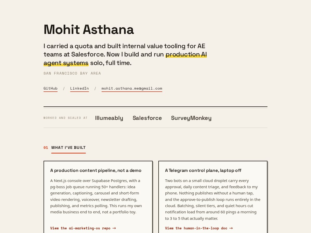 Landing-page snapshot of mohitbuilds.com