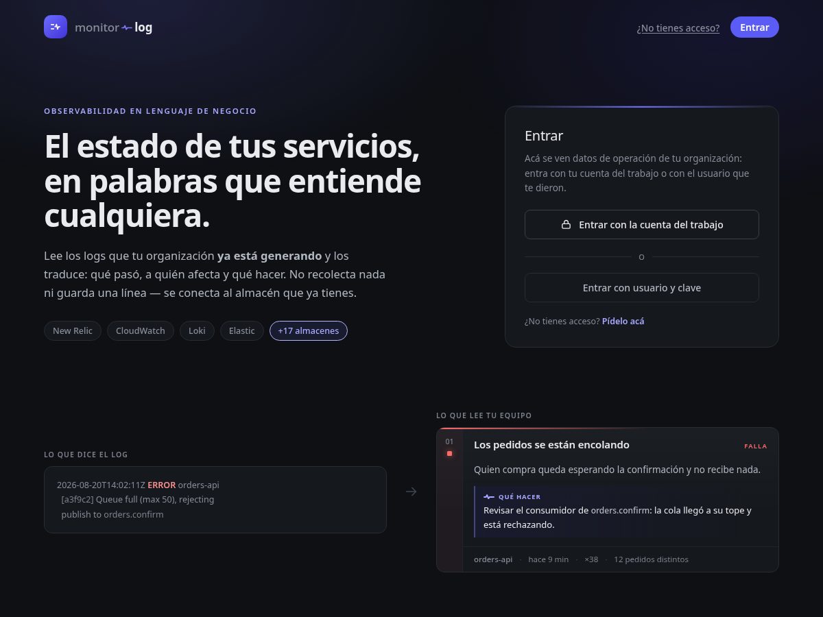 Landing-page snapshot of monitor-log.com