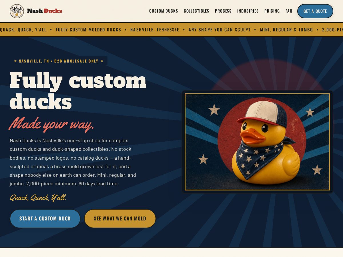 Landing-page snapshot of nashducks.com