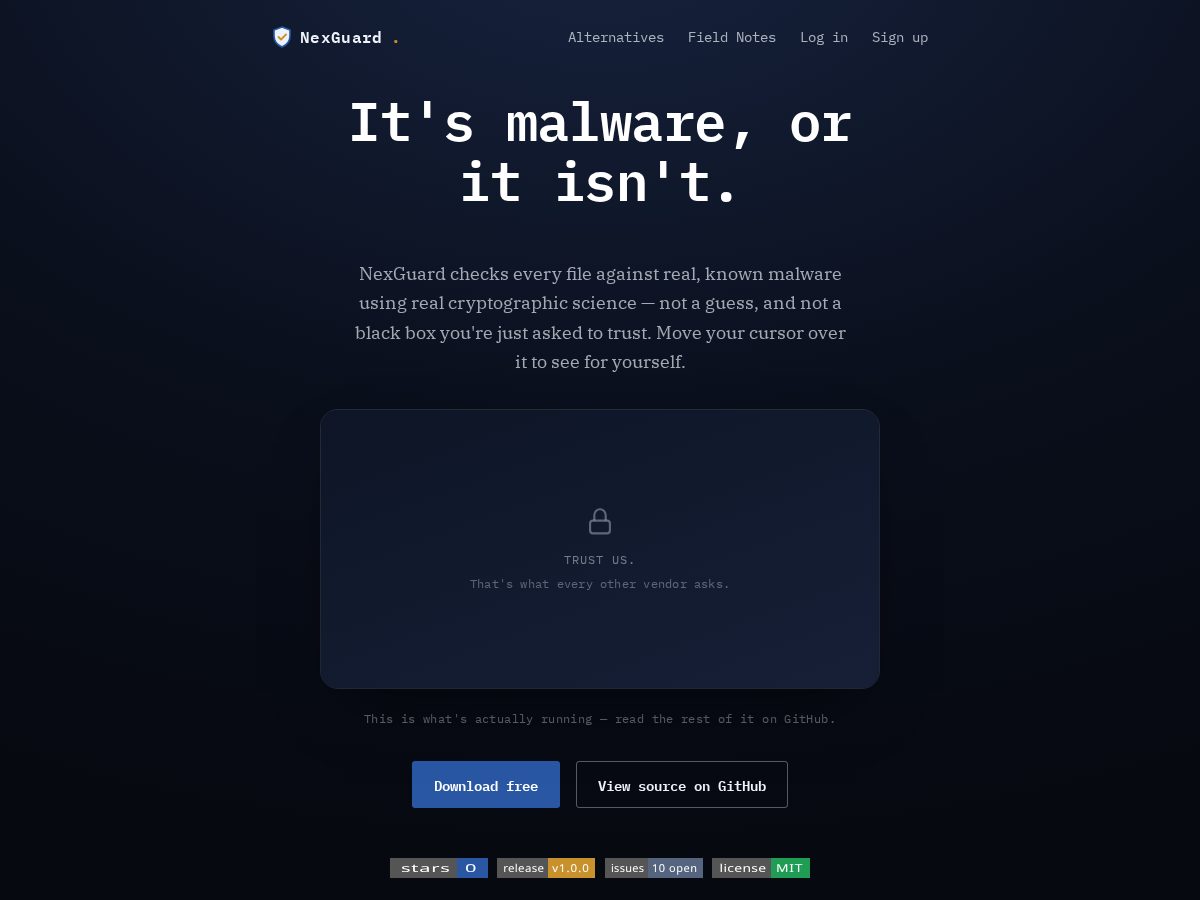 Landing-page snapshot of nexguardhq.com