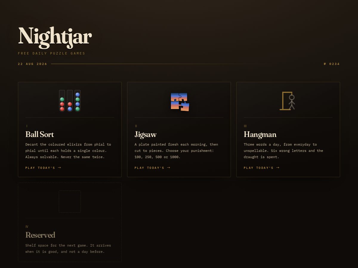 Landing-page snapshot of nightjar.games