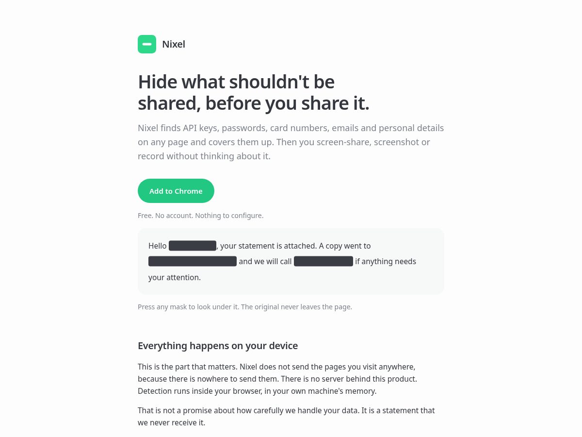 Landing-page snapshot of nixel.org