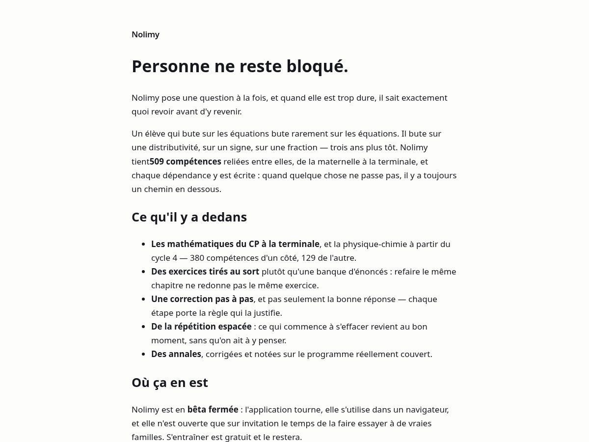 Landing-page snapshot of nolimy.net